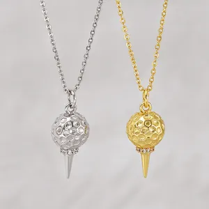 Mode Cuivre Or Argent Plaqué Crème Glacée Golf Pendentif Collier Pour Femmes Hommes Tendance Strass Chaîne en O Choker Quotidien Bijoux Cadeau