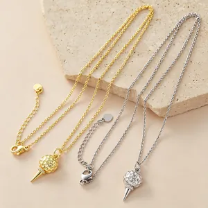 Colliers élégants plaqués or et argent avec pendentifs cornet de glace en zircone