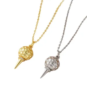 Colliers avec pendentif balle de golf en or et argent avec détails en zircone