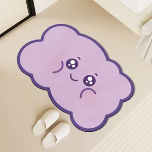 Schattige paarse wolkvormige badkamermat met smiley en antislip absorberende textuur