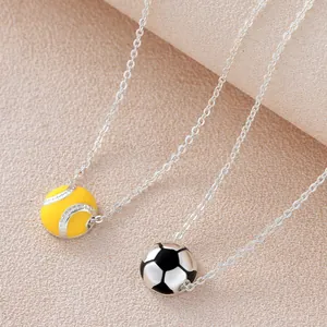 Soccer and softball pendant necklaces in silver-colored friendship sports series