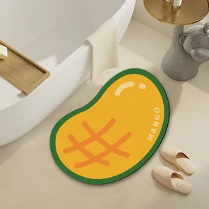 Cartoon-Badezimmermatte in Mango-Form aus Diatomeenschlamm, saugfähig und rutschfest