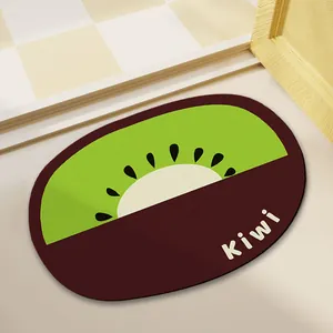 Cartoon-Badematte in Kiwi-Form aus Diatomeenschlamm, saugfähig und rutschfest