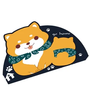 Zerbino semicircolare in fango di diatomee con Shiba Inu cartoon per l'ingresso