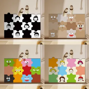 Nonslip cartoon puzzle diatom mud absorbent floor mat for bathroom door entrance