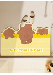 Tappeto bagno orso cartone animato assorbente antiscivolo design a righe gialle