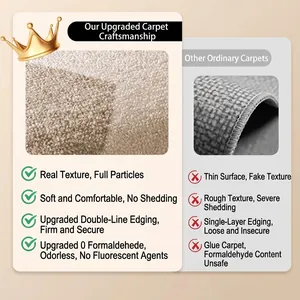 High-quality cream-colored plush irregular rug featuring dense texture and double-line edges
