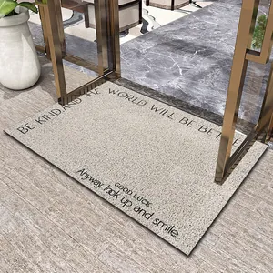 Modern minimalist PVC silk loop entrance door mat with inspirational English quotes