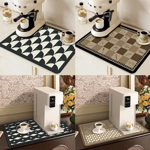 Four styles of absorbent PVC kitchen countertop mats for coffee machines and bar counters