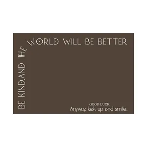 Modern brown door mat with minimalist motivational English quotes and anti-slip loop