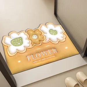 Tappetino da bagno con fiori 3D, tappeto assorbente e antiscivolo per ingresso casa