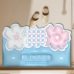 Tappeto da bagno 3D a fiori, assorbente in fango di diatomee, asciugatura rapida