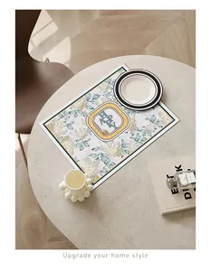 Elegant floral leather placemat featured in a luxury Nordic style dining setting