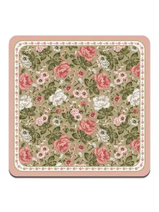 Quadratische Tischmatte aus PVC-Leder mit Blumenmuster, wasserdicht und hitzebeständig