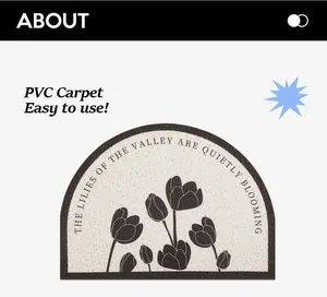 Close-up of semi-circle PVC door mat featuring lily of the valley floral pattern detail