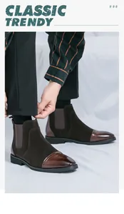 Detailansicht von Chelsea-Boots im britischen Stil mit polierter Lederkappe
