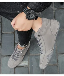 Bottes Martin pour hommes en gris avec doublure polaire style décontracté