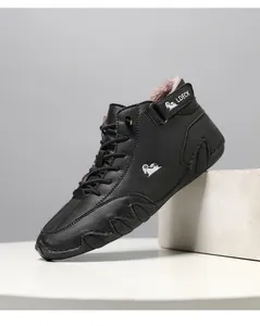 Bottes d'hiver noires montantes pour hommes avec doublure polaire et semelle octopus