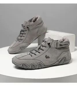 Bottes d'hiver grises pour hommes, doublées polaire, semelle pieuvre et logo LDECK