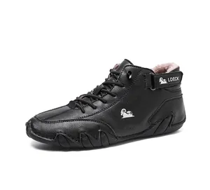 Bottes Martin montantes pour hommes en hiver avec doublure polaire et semelle antidérapante