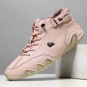 Bottines martin roses fourrées pour hommes avec semelle antidérapante style poulpe