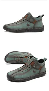 Botas Martin de media caña verde retro con acabado desgastado y costuras manuales