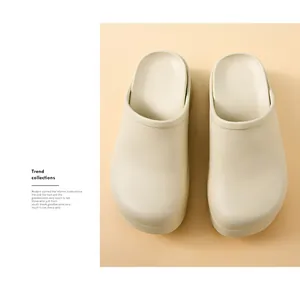 Minimalist beige professional surgical clogs with full-cover design for doctors