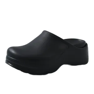 Professional black anti-slip surgical clogs with thick soles for doctors and nurses