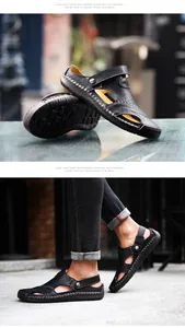 Herren Leder-Sandalen mit handgenähten Details für sommerliche Outdoor-Freizeit.