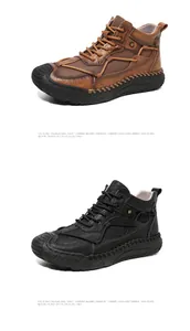 Warme mittelhohe Herren-Arbeitsstiefel mit Fleecefutter in den Farben Braun und Schwarz