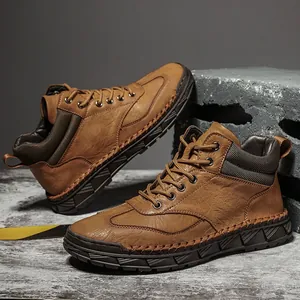 Herren Outdoor High Top Martin Boots Mikrofaser Leder Plüsch Warm Rutschfest Casual Work Boots Große Größen Herbst Winter Schuhe