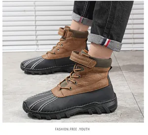 Wasserdichte Herren-Winter-Entenstiefel mit High-Top-Design und verstellbarem Klettverschluss