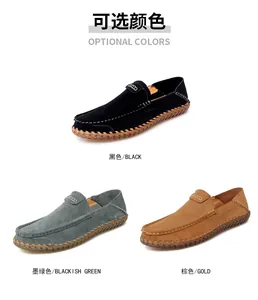Mocassins décontractés pour hommes en daim disponibles en noir, vert et or élégant