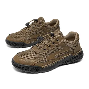 Braune Outdoor-Wanderschuhe für Herren mit atmungsaktivem Mesh und rutschfester Sohle