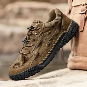 Braune Herren-Outdoor-Wanderschuhe mit atmungsaktivem Mesh und rutschfester Sohle