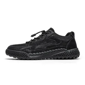 Herren atmungsaktive Mesh-Outdoor-Wanderschuhe mit rutschfester Gummisohle, schwarz