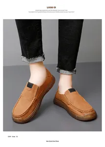 Zapatos de conducción marrones para hombre con costuras a mano y cómoda suela antideslizante