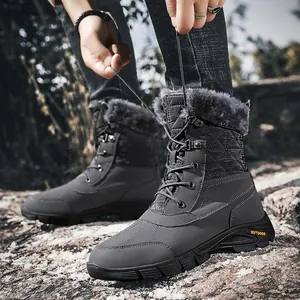 Bottes de neige d'hiver pour hommes avec doublure en fourrure chaude et style extérieur