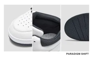 Viste dettagliate di sneakers alte bianche che mostrano punta, colletto e suola