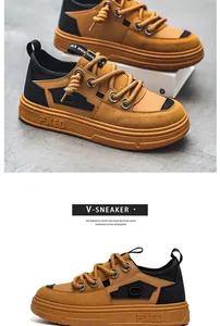 Vistas detalladas laterales y en perspectiva de zapatillas de moda en ante color marrón