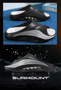 Durable black sporty slides for men with water-resistant side vents and soft soles