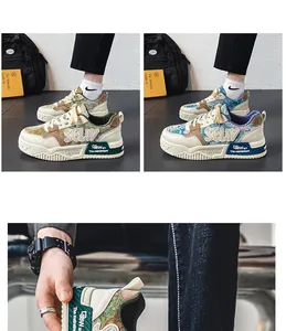 Mehrfarbige Herren-Chunky-Canvas-Sneaker mit gemustertem Obermaterial und dicker Sohle