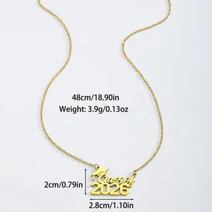 Close-up detail showing precise dimensions of the 2026 graduation cap gold necklace