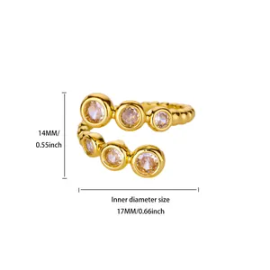 Close-up of gold stainless steel ring with dimensions 14mm height and 17mm inner diameter