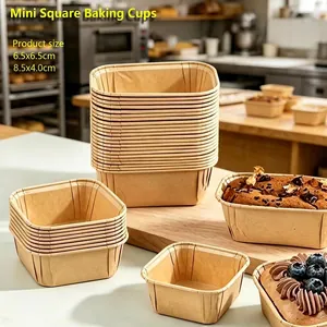 Moldes de Papel para Hornear Desechables Rectangulares Cuadrados Recubiertos de PET Resistentes al Calor para Muffin y Cupcake