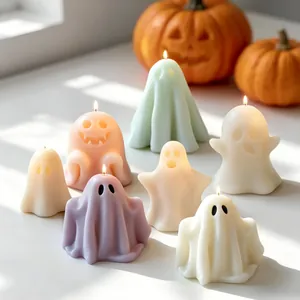 Moule en Silicone Fantôme Halloween DIY Bougie Aromathérapie Savon Résine Outils Décoration Fête Boulangerie Maison