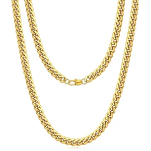 Classic gold-plated stainless steel Cuban link necklace for men's bold hip-hop style