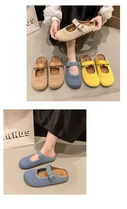Summer mesh hollow Mary Jane mules with adjustable buckle strap in multiple colors