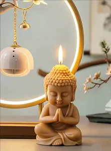 Macro view of Little Buddha candle silicone mold showing intricate DIY handmade details