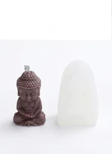 Detailed dimension chart for Buddha-shaped candle silicone mold with measurements